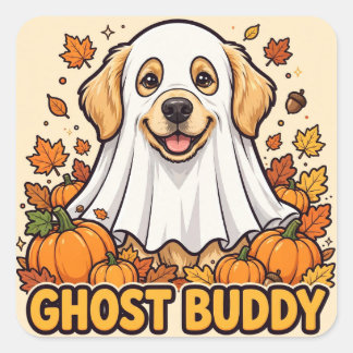Cuadrada Pegatina de amigo fantasma — Disfraz de fantasma d