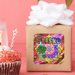 Cuadrada Pegatina de Amigos Tropicales Fresno
