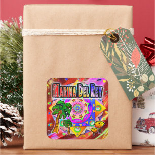 Cuadrada Pegatina de amigos tropicales Marina Del Rey