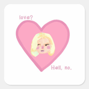 Cuadrada pegatina de amor chica de odio