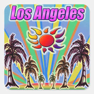 Cuadrada Pegatina de amor de verano de Los Ángeles
