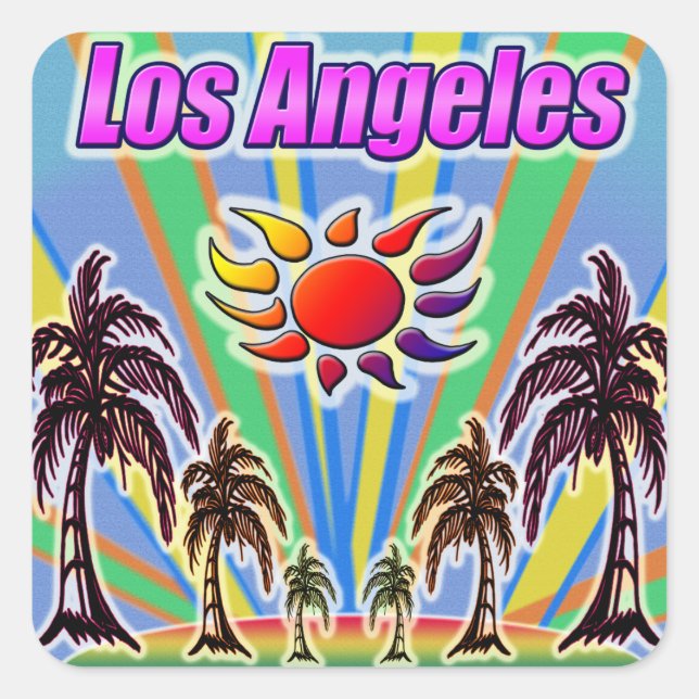 Cuadrada Pegatina de amor de verano de Los Ángeles (Anverso)
