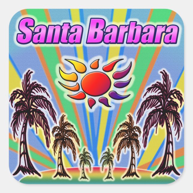 Cuadrada Pegatina de amor de verano de Santa Bárbara (Anverso)