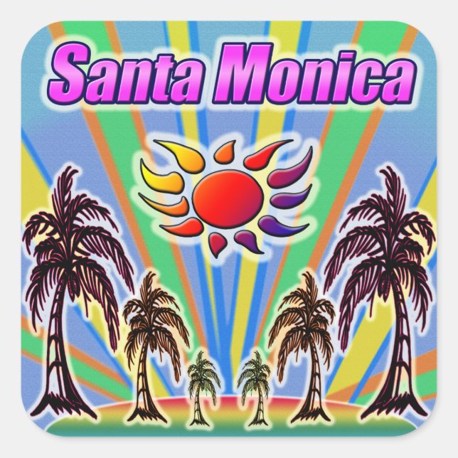Cuadrada Pegatina de amor de verano de Santa Mónica (Anverso)