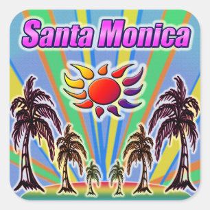 Cuadrada Pegatina de amor de verano de Santa Mónica
