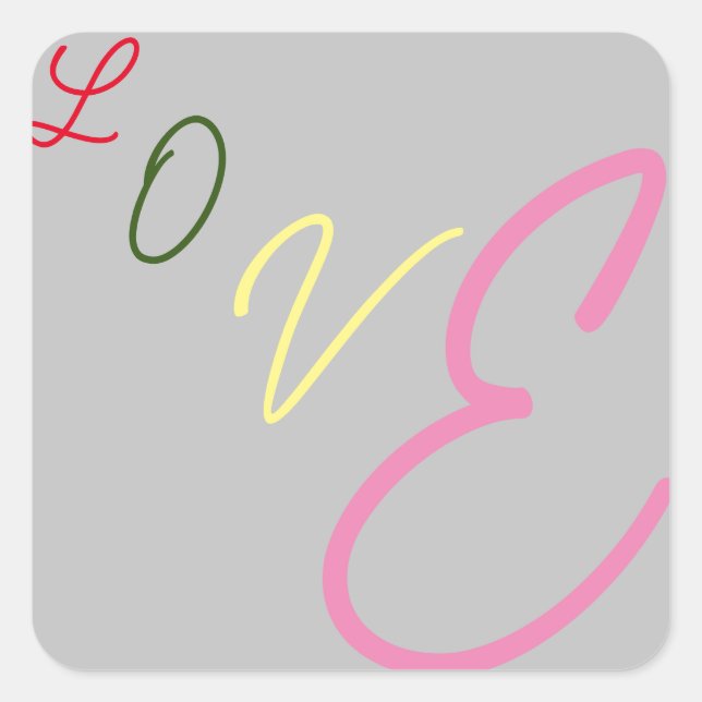 Cuadrada Pegatina de amor tipográfico (Anverso)