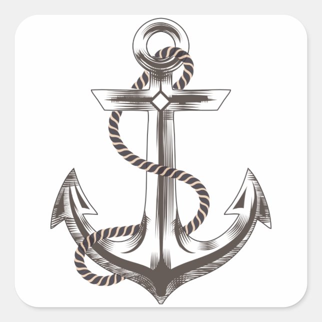 Cuadrada Pegatina de anclaje de barco náutico/precinto (Anverso)
