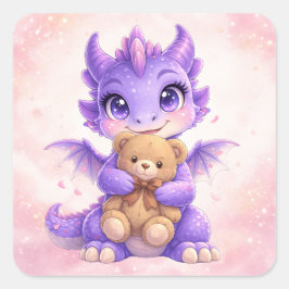 Cuadrada Pegatina de animal de fantasía Kawaii