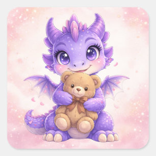 Cuadrada Pegatina de animal de fantasía Kawaii