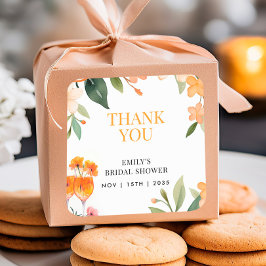 Cuadrada Pegatina de Aperol Spritz Floral Bridal Shower