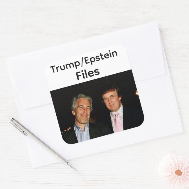 Cuadrada Pegatina de archivos de Trump/Epstein (Sobre)