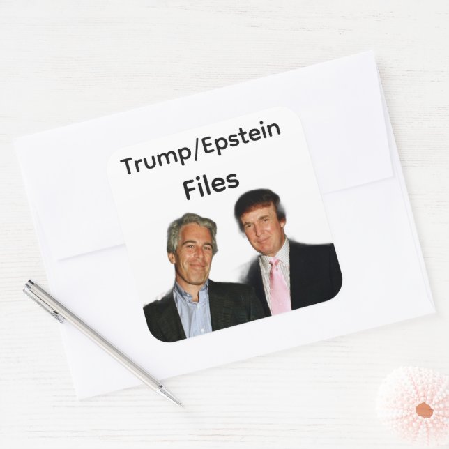 Cuadrada Pegatina de archivos de Trump/Epstein (Sobre)