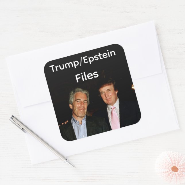 Cuadrada Pegatina de archivos de Trump/Epstein (Sobre)