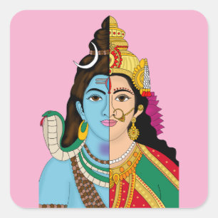 Cuadrada Pegatina de Ardhanarishwara