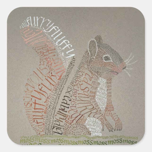 Cuadrada Pegatina de ardilla roja (Anverso)