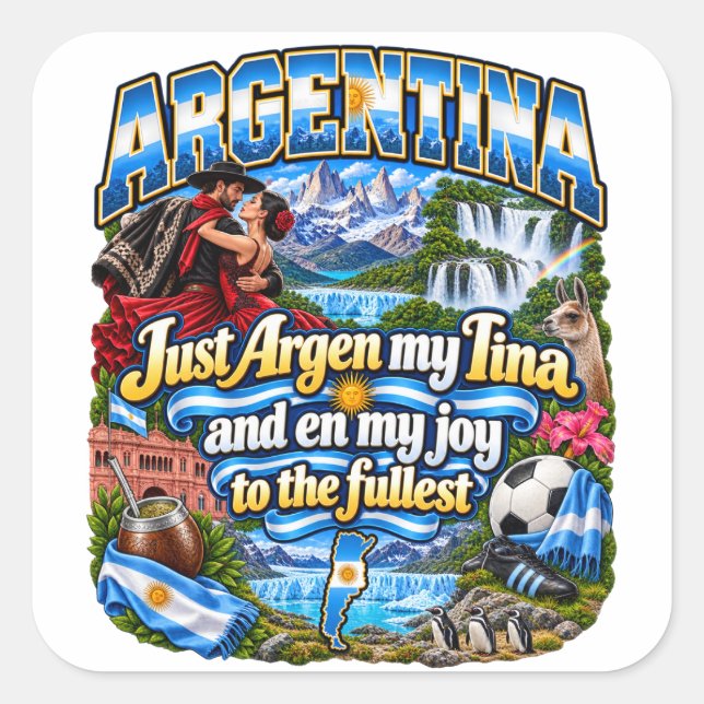 Cuadrada Pegatina de Argentina (Anverso)