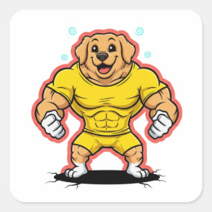 Cuadrada Pegatina de arte de dibujos animados de mascota de
