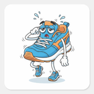 Cuadrada Pegatina de arte de dibujos animados de zapatilla 