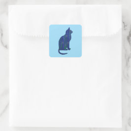Cuadrada Pegatina de arte de gato azul