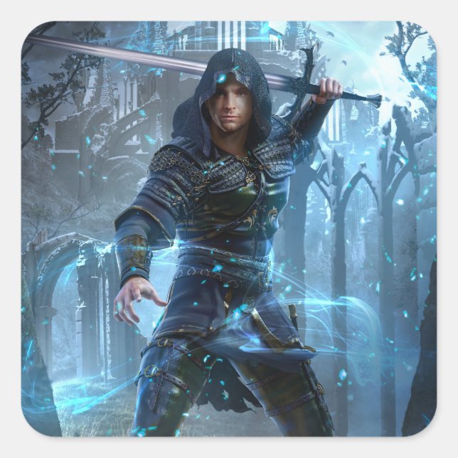 Cuadrada Pegatina de arte de la fantasía épica de Blackmark (Anverso)