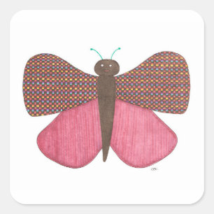 Cuadrada Pegatina de arte de mariposa caprichosa-Erin Brie