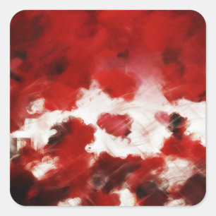 Cuadrada Pegatina de arte de pintura de Petals de rosa roja