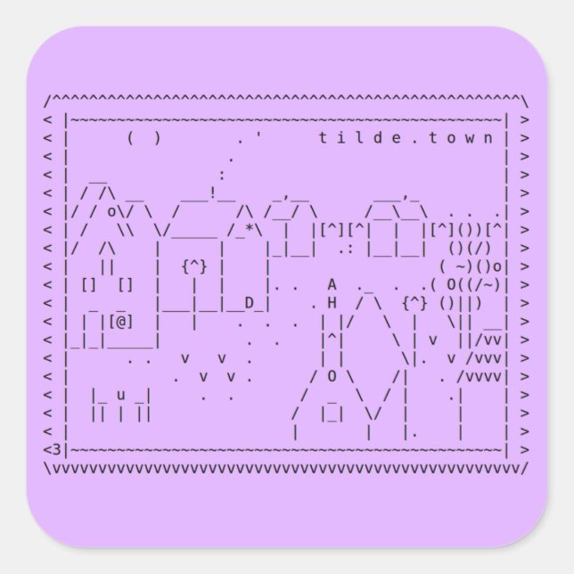 Cuadrada pegatina de arte de tilde.town ascii (Anverso)
