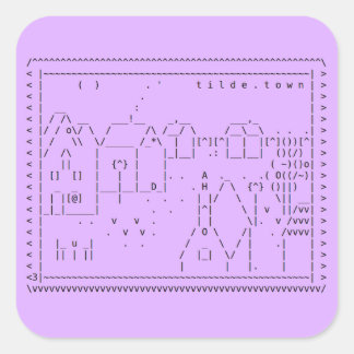 Cuadrada pegatina de arte de tilde.town ascii