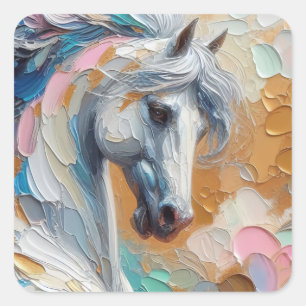 Cuadrada Pegatina de arte impresionista de Caballo de Athen