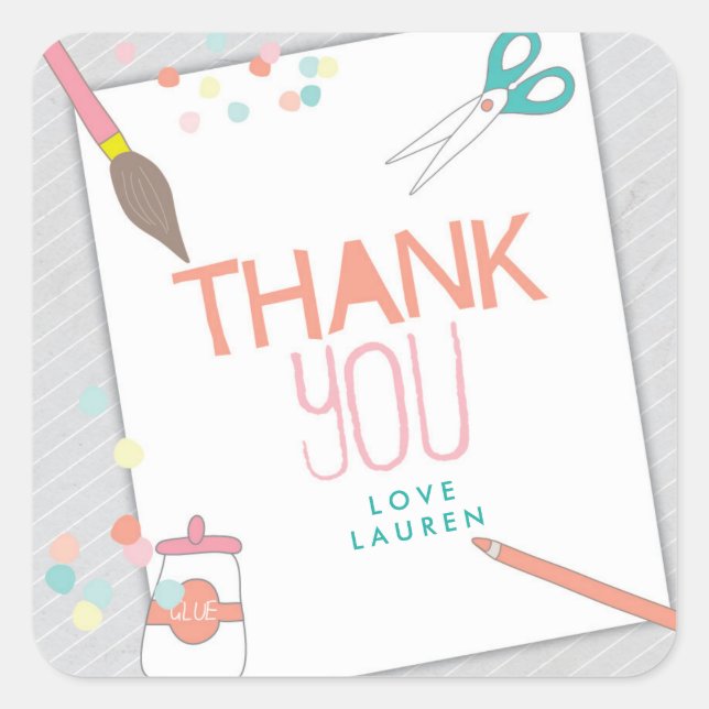 Cuadrada Pegatina de arte moderno y arte de artesanía Fiest (Anverso)