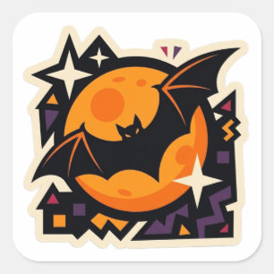 Cuadrada Pegatina de arte pop de Halloween de murciélago ne