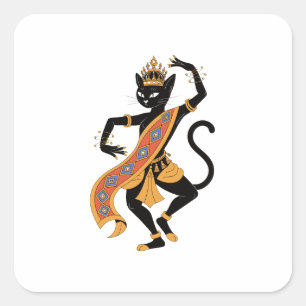 Cuadrada Pegatina de arte popular del rey gato bailarín