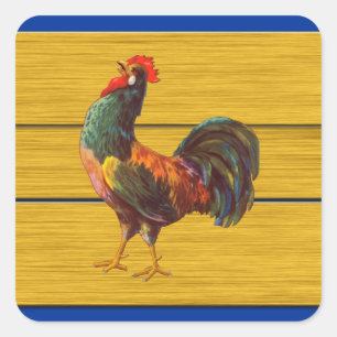 Cuadrada Pegatina de arte Rooster Vintage Kitchen