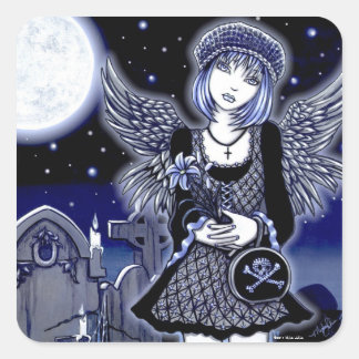Cuadrada pegatina de arte "Tabitha" Blue Gothic Angel