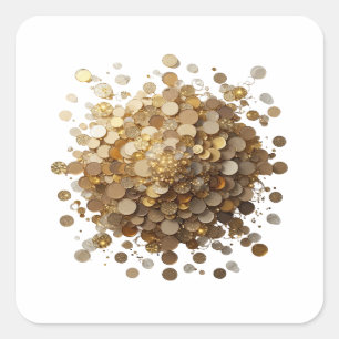 Cuadrada Pegatina de artesanía de explosión de moneda dorad