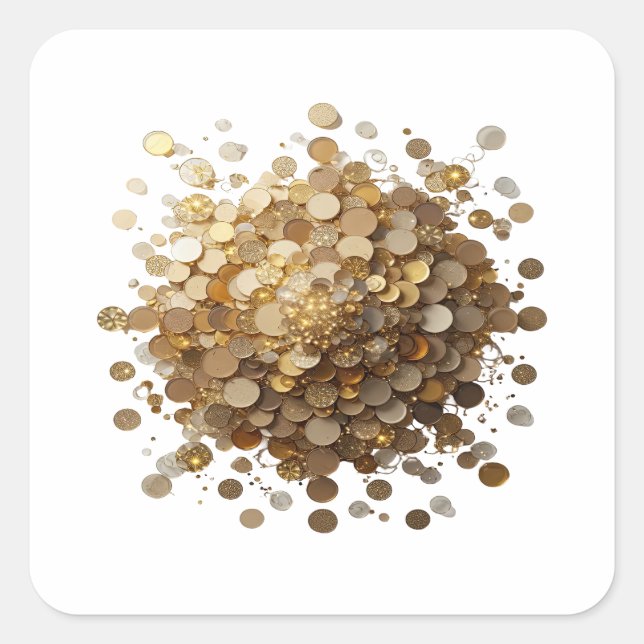 Cuadrada Pegatina de artesanía de explosión de moneda dorad (Anverso)