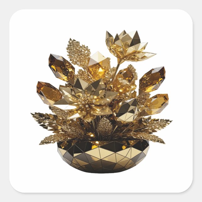 Cuadrada Pegatina de artesanía de plata llamativa (Anverso)