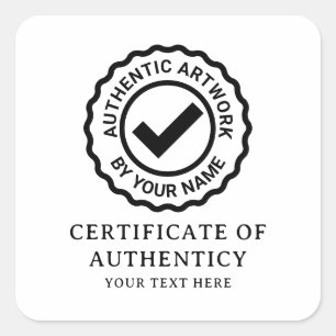 Cuadrada Pegatina de artista personalizada para certificado