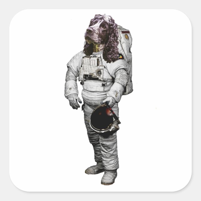Cuadrada Pegatina de astronauta Cocker Spaniel (Anverso)