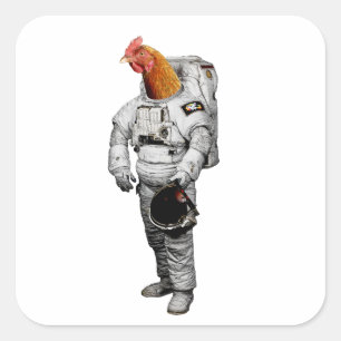 Cuadrada Pegatina de astronauta de gallina