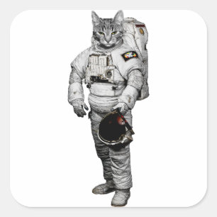 Cuadrada Pegatina de Astronauta Gato