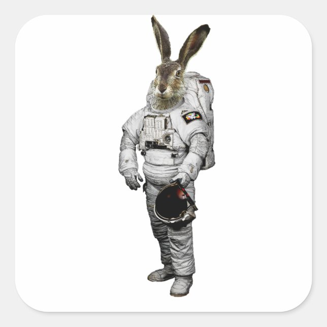 Cuadrada Pegatina de astronauta Hase (Anverso)