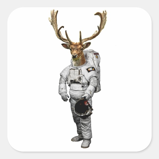 Cuadrada Pegatina de astronauta Hirsch (Anverso)