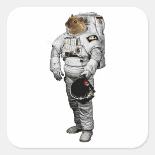 Cuadrada Pegatina de Astronauta Ratón