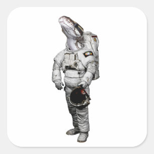 Cuadrada Pegatina de astronauta serpiente