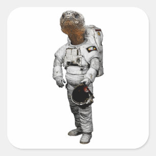 Cuadrada Pegatina de astronauta tortuga