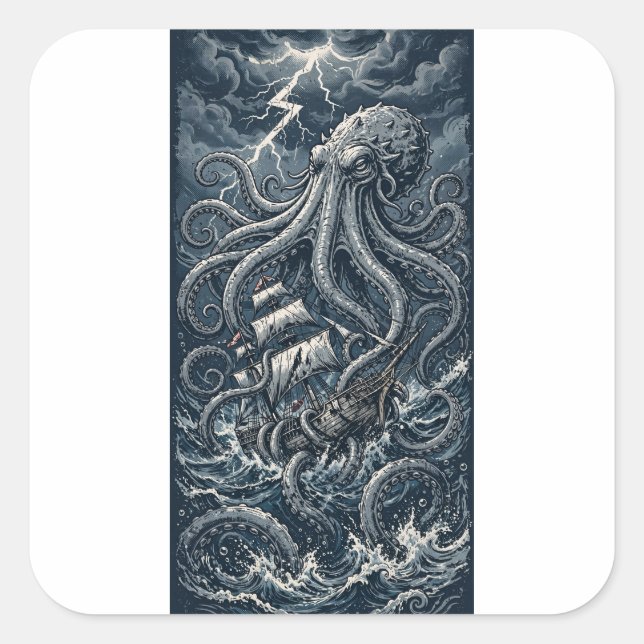 Cuadrada Pegatina de ataque del Kraken (Anverso)