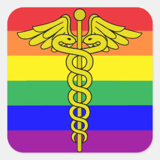 Cuadrada PEGATINA de atención médica de LGBTQ