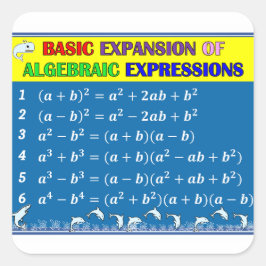 Cuadrada Pegatina de aula de matemáticas álgebra - océano a