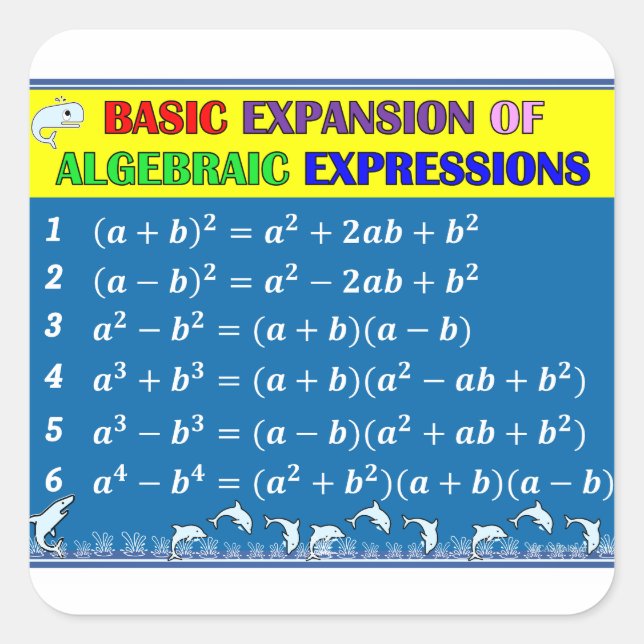 Cuadrada Pegatina de aula de matemáticas álgebra - océano a (Anverso)